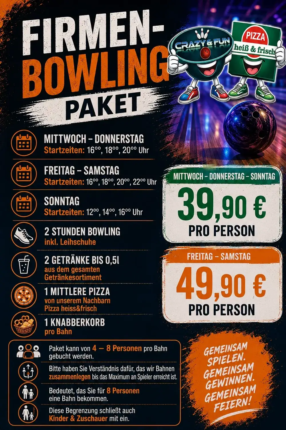 Firmen-Bowling-Paket bei Crazy & Fun